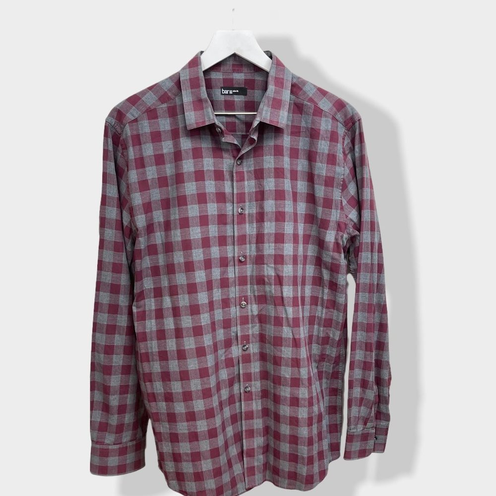 BAR III Slim Fit Men's Plaid Button‎ Down Shirt